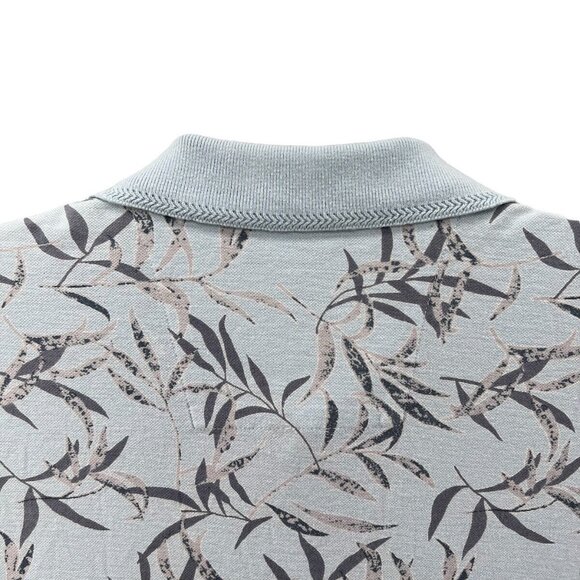 Polo Hawaiian Mens M Blue & Gray Floral by Hawaiian Sands Club - Picture 5 of 8